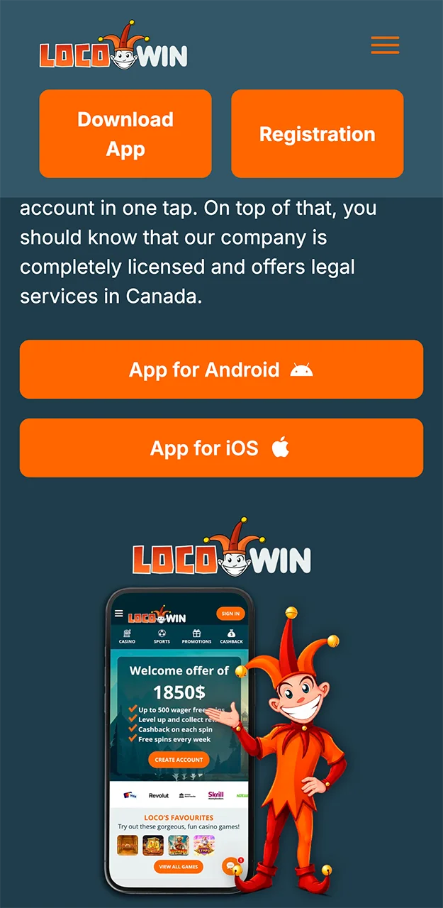 Click the orange button to install the Locowin app quickly.