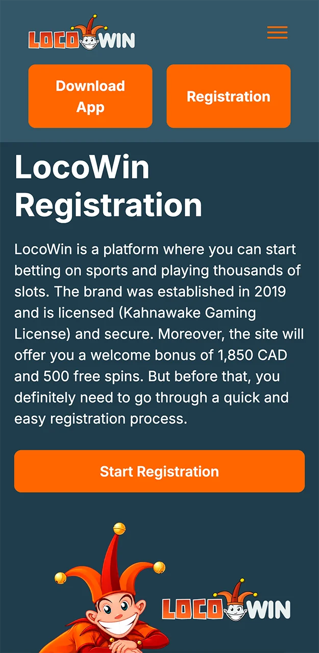 Följ anvisningarna när du registrerar dig på Locowins webbplats.
